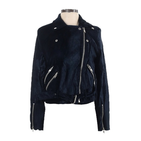 Walter Baker Moto Jacket Size S NWT Black Velvet Travis Faux Suede 100% Cotton